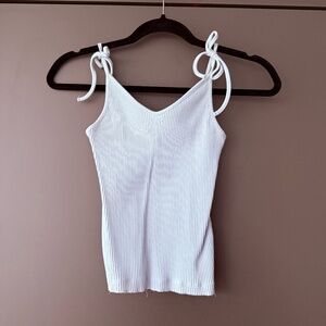 Baby Blue Ribbed Bow Tie Tie-Up Shoulder Straps Super Cute